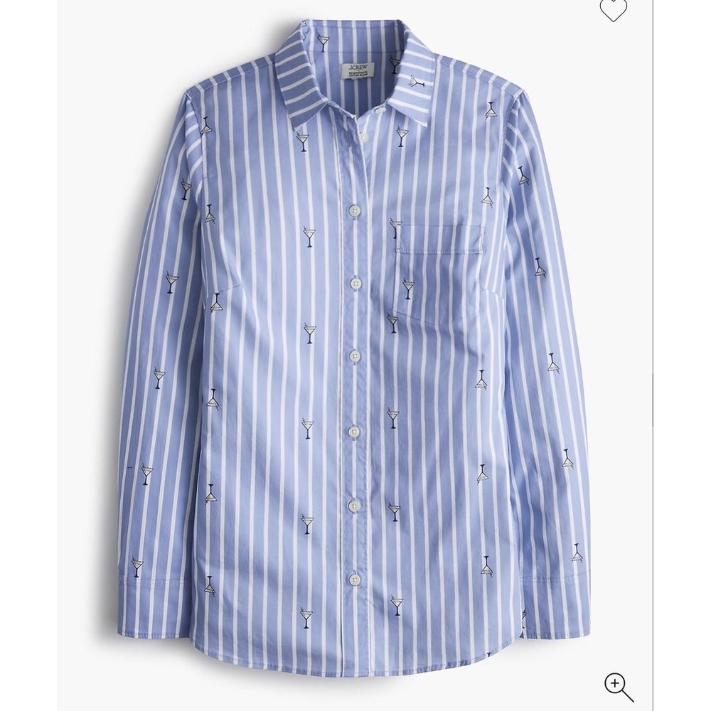 J.Crew Martini Striped‎ Button Down Poplin Shirt Blue White sz MP Fit Signature